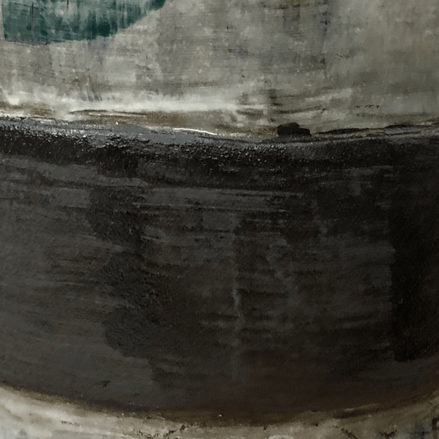 Vase en grès noir avec bandeau noir